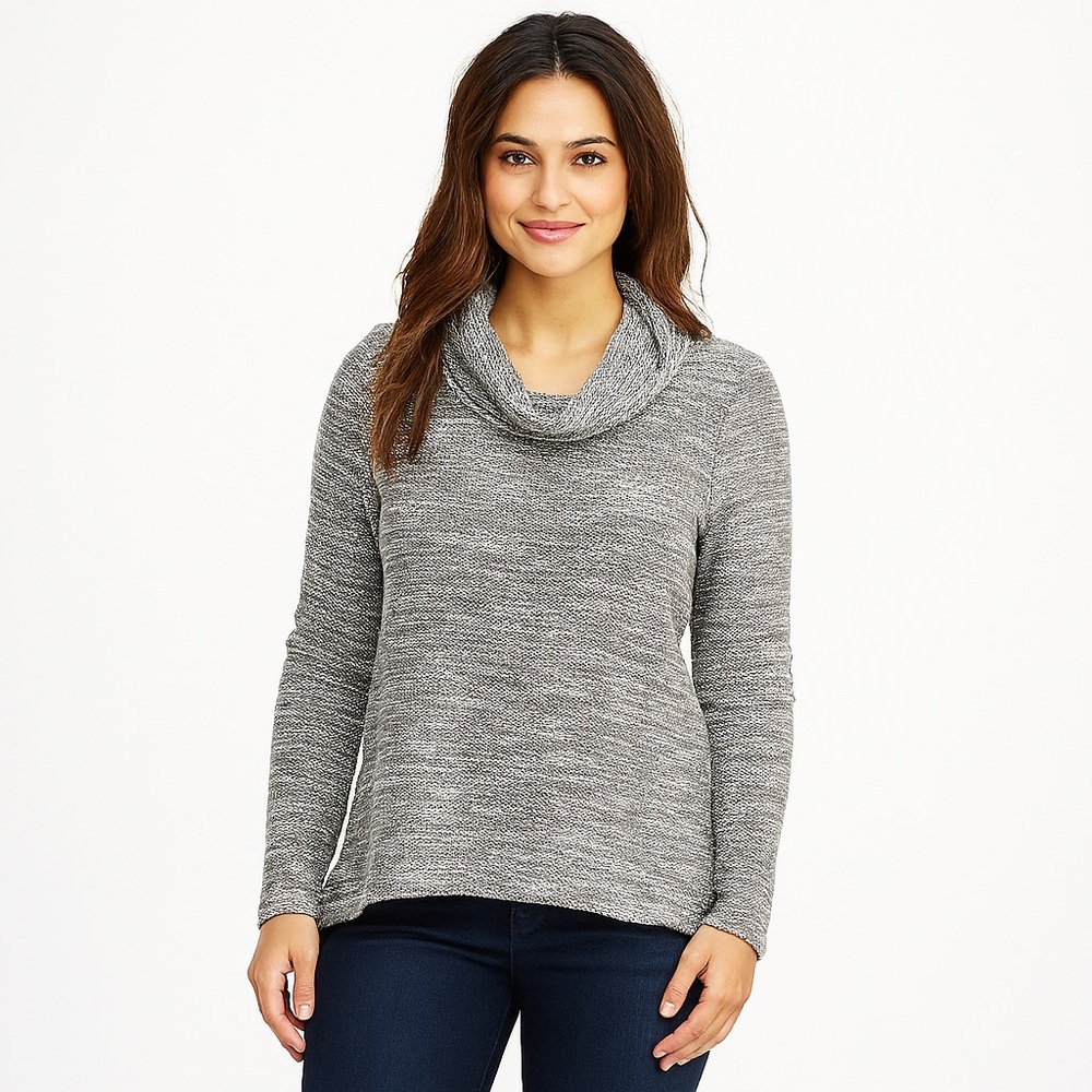 Abercrombie & Fitch Gray Marled Cowl Neck Flare Hem Sweater Size Small